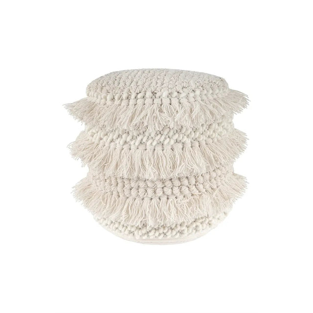 Hocker Wolle Handgefertigt Boho - Struktur mit Fransen & Quasten – Bohist 325 | Kayoom - Esszett Luxury | Stilvolles Wohnen mit Charakter