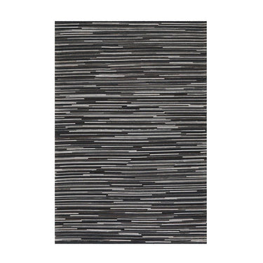 Teppich – Filigrane Patchworkoptik, Natürlicher Materialmix, Dunkelgraue Farbwelt, Flachflor - Wild 8023 | Kayoom