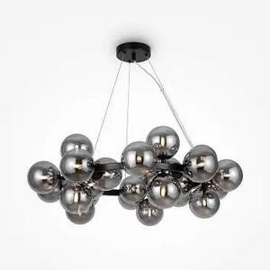 Pendant lamp with black metal frame and smoke-colored glass spheres in a modern design - Dallas | Maytoni
