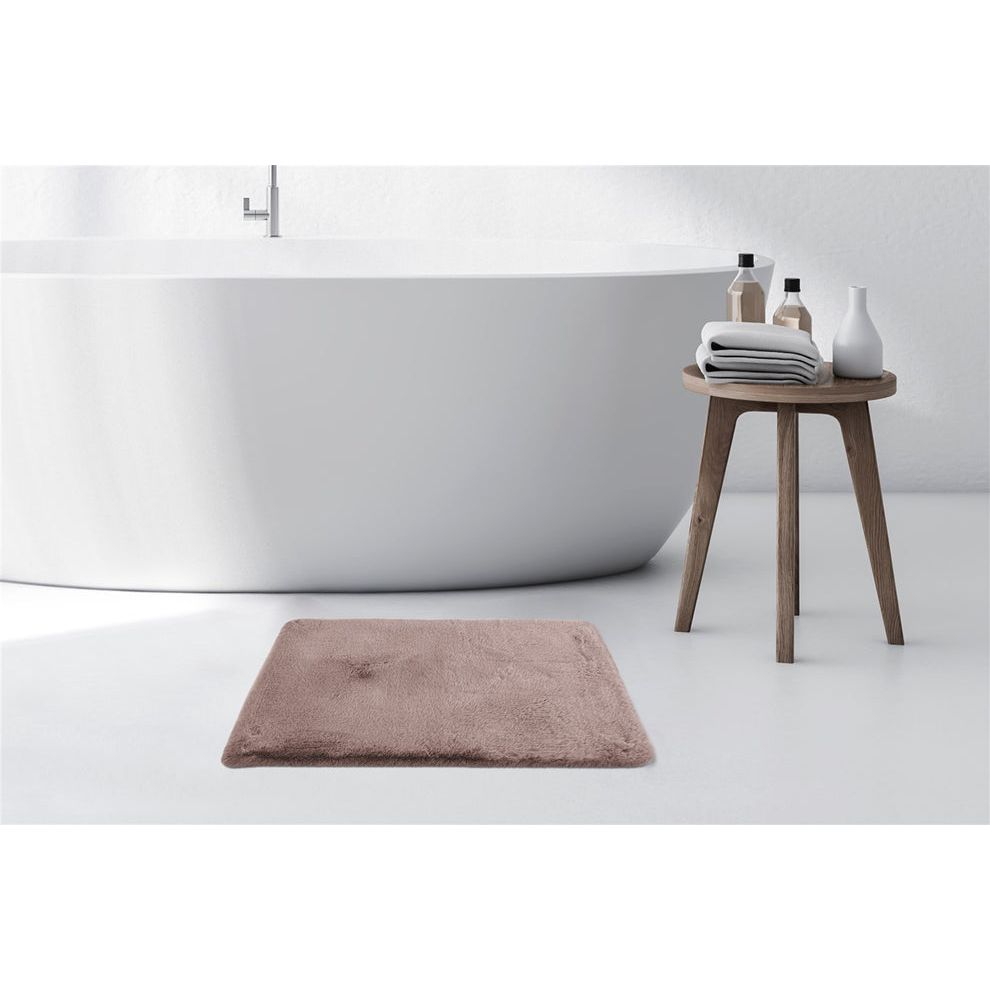 Badematte – Kunstfell Oberfläche, Hoher Flor, Rosa Farbton, 65 x 100 cm - Rabbit 525 | Kayoom