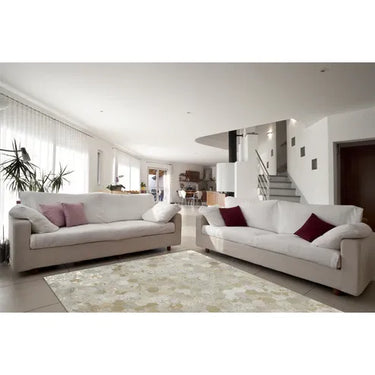 Lederteppich – Echtes Leder, Goldene Applikationen, Wabenmuster Design, 120 x 170 cm - Spark 210 | Kayoom