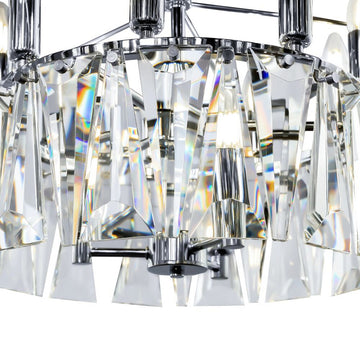 Pendant Lamp with Chrome-Plated Metal Frame and Tiered Crystal Elements (12 × E14) – Puntes | Maytoni