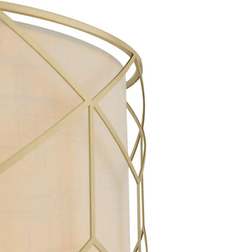Pendant lamp with gold-colored metal frame and linen shade in an elegant design – Messina | Maytoni
