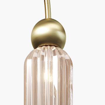 Pendant Lamp Gold-coloured metal frame 4 Amber glass shades 4×E14 40W – Antic | Maytoni