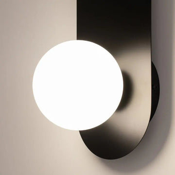 Wall light matt black, oval metal base, white opal glass dome, G9 28 W – Bao | Maytoni