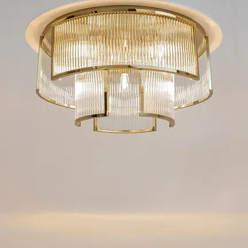 Deckenleuchte – Goldfarbenes Metall, 6× E14 Fassung, Glasschirme, Höhe 28,2 cm - Frame | Maytoni