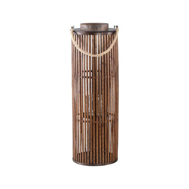 Laterne Bambusgeflecht rundes Korbdesign Glaseinsatz outdoor - tauglich – ZAFRIA | PTMD - Esszett Luxury | Stilvolles Wohnen mit Charakter