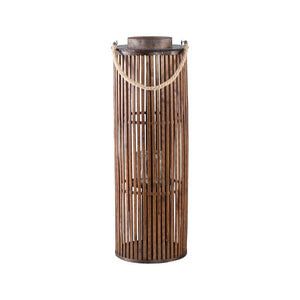 Laterne Bambusgeflecht rundes Korbdesign Glaseinsatz outdoor - tauglich – ZAFRIA | PTMD - Esszett Luxury | Stilvolles Wohnen mit Charakter