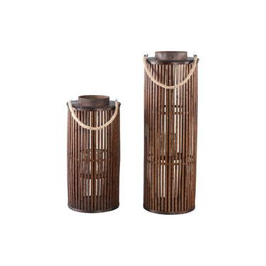 Laterne Bambusgeflecht rundes Korbdesign Glaseinsatz outdoor - tauglich – ZAFRIA | PTMD - Esszett Luxury | Stilvolles Wohnen mit Charakter