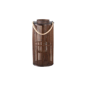 Laterne – Brauner Bambus, Runde Form, Glasdetails, S - Zafria | PTMD