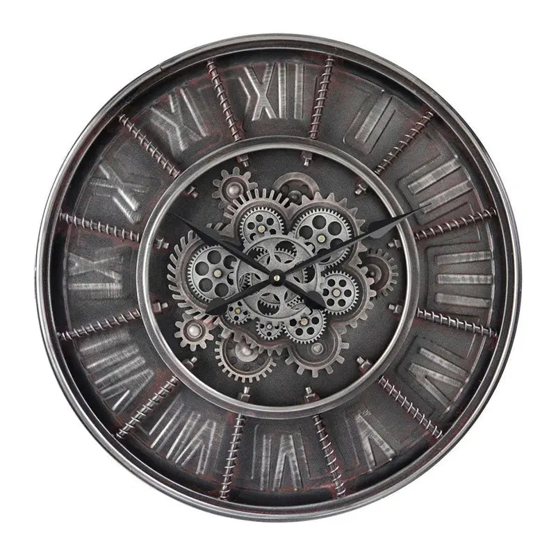 Wall Clock Open Gear Design Industrial Metal Frame Striking Vintage Detail – BLACKPOOL | Sompex