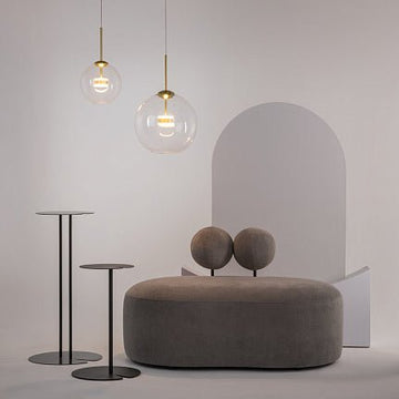 Pendelleuchte mit transparentem Blasenglas und gebürstetem Gold - Finish im modernen Design – Cometa | Maytoni - Esszett Luxury | Stilvolles Wohnen mit Charakter