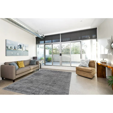 Teppich – Graue Töne, Retro Muster, Edler Viskoseflor, 230 cm - Luxury 110 | Kayoom