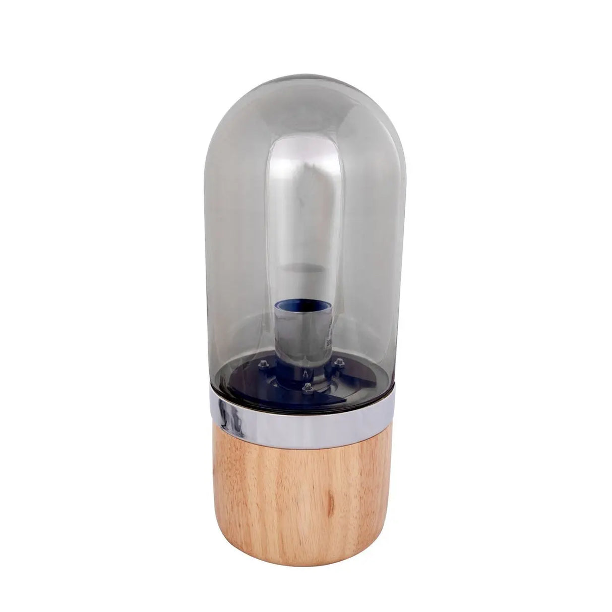 Tischlampe – Glaskuppel Design, Holzfuß Natur, Zeitlose Form - Malbi 525 | Kayoom