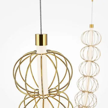 Golden Finish Pendant Light, Dome Shade & Integrated LED – Golden Cage | Maytoni