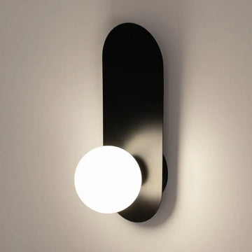 Wall light matt black, oval metal base, white opal glass dome, G9 28 W – Bao | Maytoni