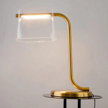 Table Lamp Metal Base Brass Look, Transparent Glass Sphere & Integrated LED - Cabaret | Maytoni