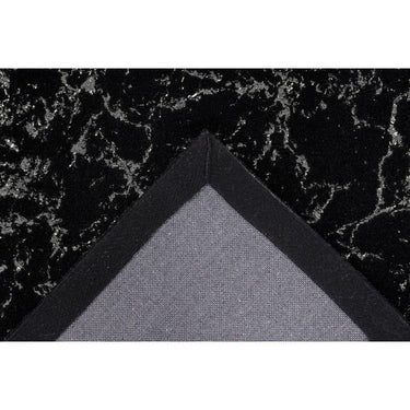 Teppich – Schwarz / Silber Farbe, Weicher Flor, Glanz Muster, 170 cm - Bijou 225 | Kayoom