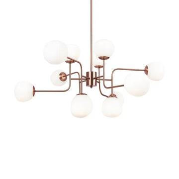 Nickel metal chandelier Satin glass Height adjustable - Erich | Maytoni