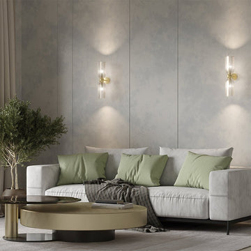 Wandleuchte Gold gebürstet, zwei gerippte Gläser, 2× E14 40 W – Antic - Esszett Luxury | Stilvolles Wohnen mit Charakter