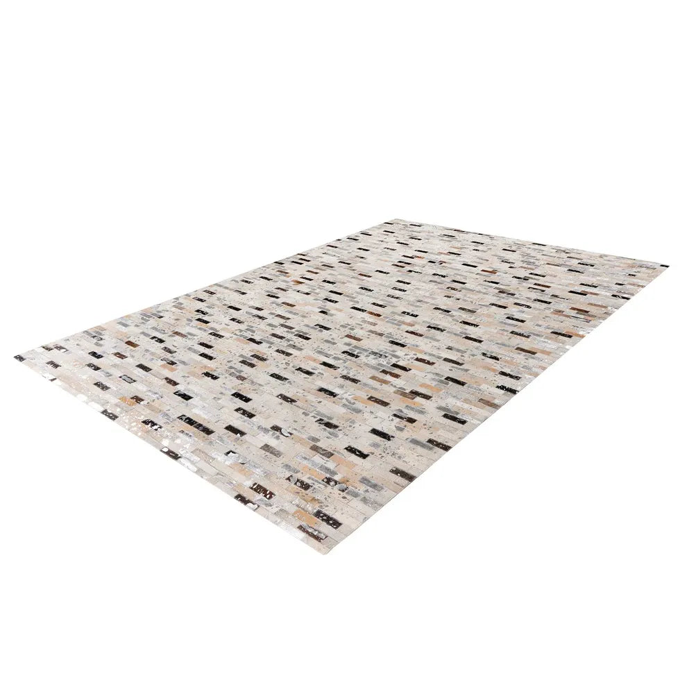 Teppich – Echtes Leder, Zusammengesetzte Optik, Schwarzer Farbton, 170 cm - Lavin 525 | Kayoom