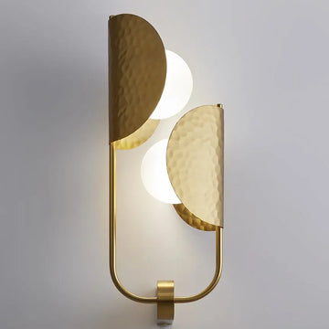 Brass-Colored Metal Wall Lamp with Tropical Leaf Motif and Two White Glass Domes - Tropic | Maytoni