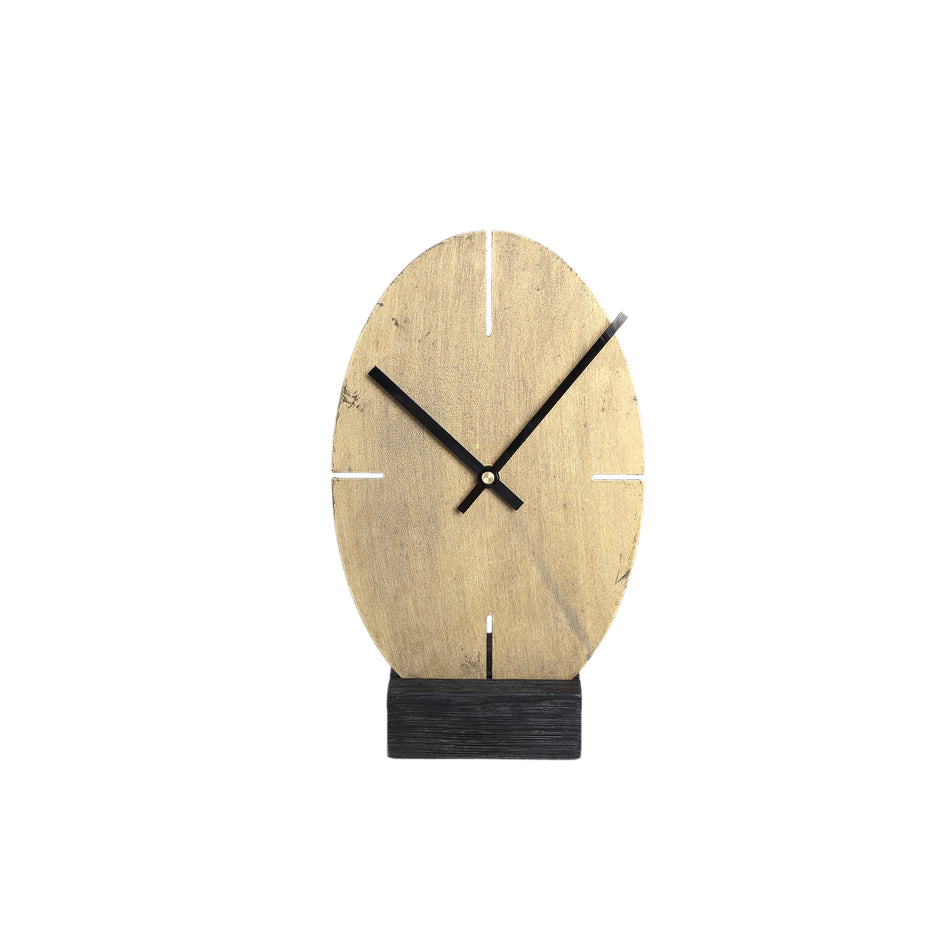 Table clock - Tunes gold metal oval