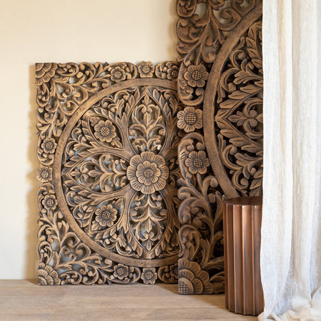 Geschnitztes Wandbild aus Holz - Delah gold carved wall - Esszett Luxury