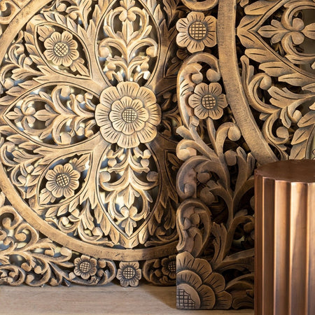 Geschnitztes Wandbild aus Holz - Delah gold carved wall - Esszett Luxury