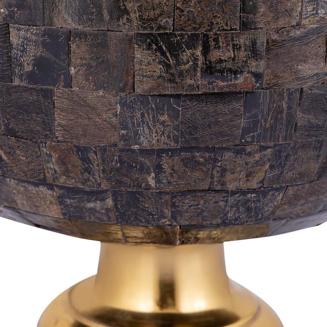 hohe Schale - Loder Gold Horn shiny handbesetzt mit Büffelhorn - Esszett Luxury
