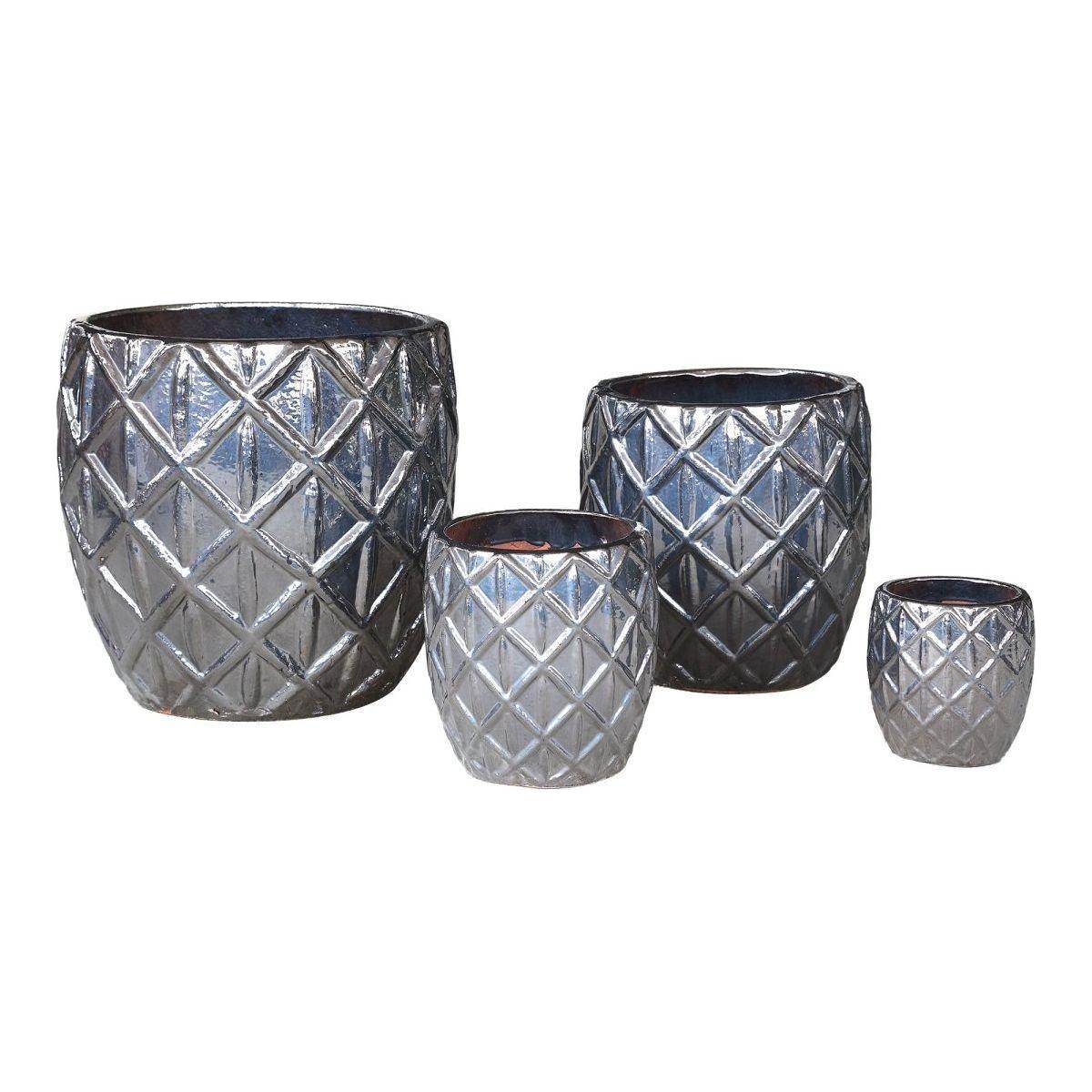 Keramiktopf - Arly Silver (Set aus 4) von PTMD - Esszett Luxury | Stilvolles Wohnen mit Charakter