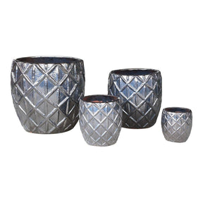 Keramiktopf - Arly Silver (Set aus 4) von PTMD - Esszett Luxury | Stilvolles Wohnen mit Charakter