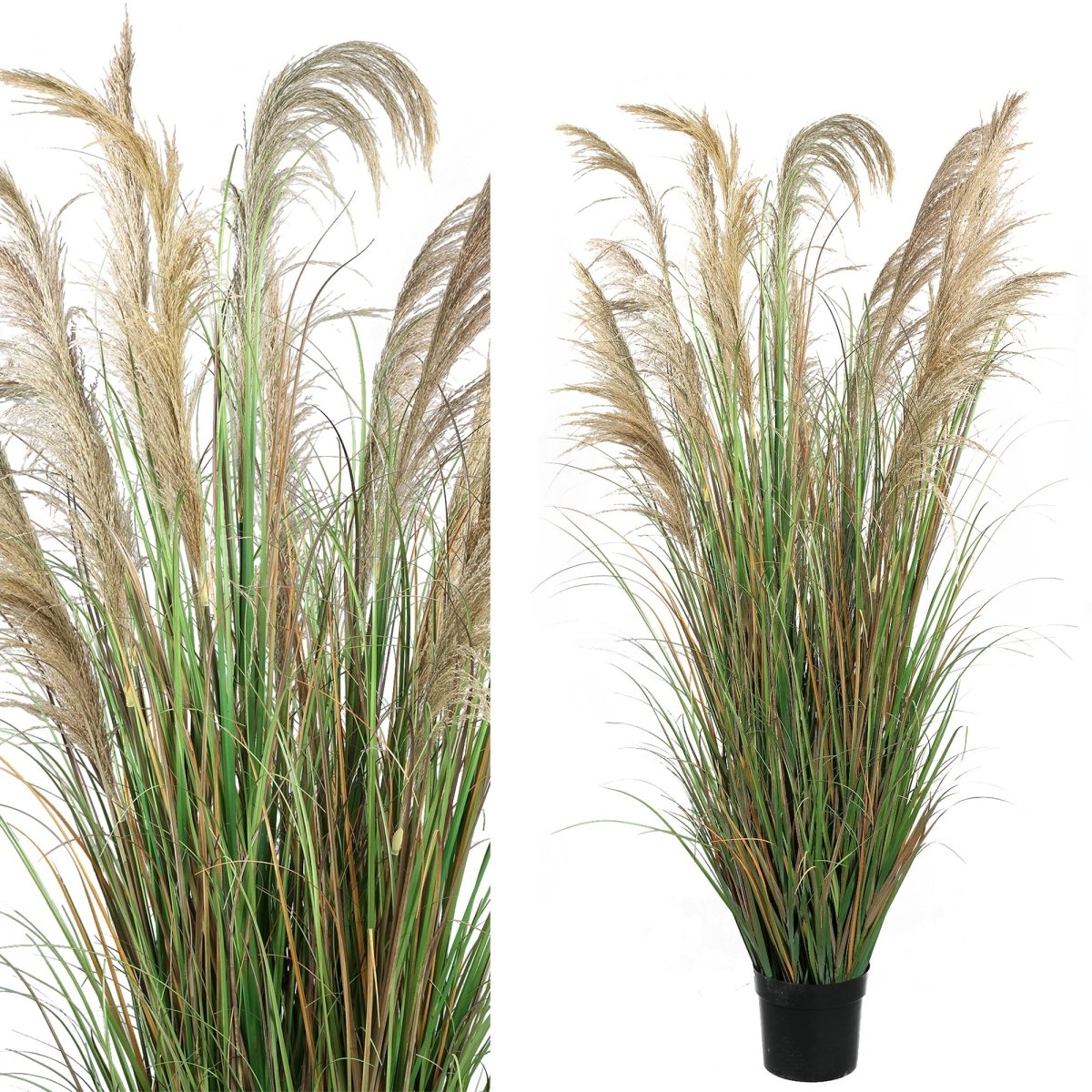 Kunstpflanze - Leaves Plant green natural color reeds in black pot - Esszett Luxury