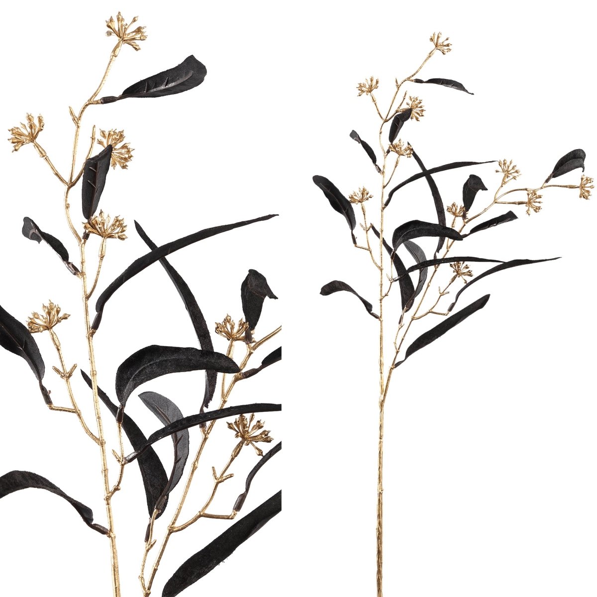 Kunstzweig - Leaves Plant black gold long eucalyptus spray - Esszett Luxury
