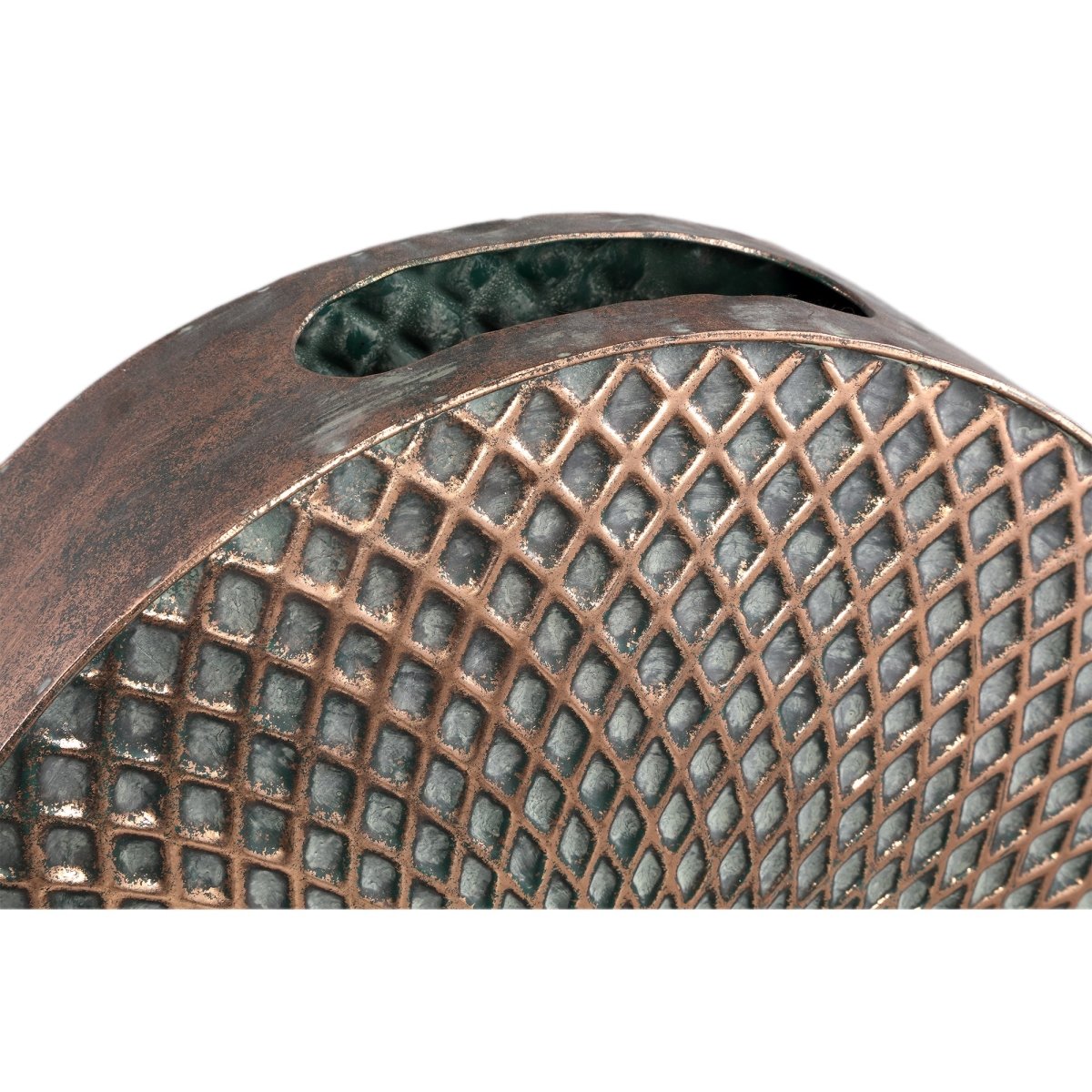 Metallvase - Yoeri Copper iron scales pattern round - Esszett Luxury