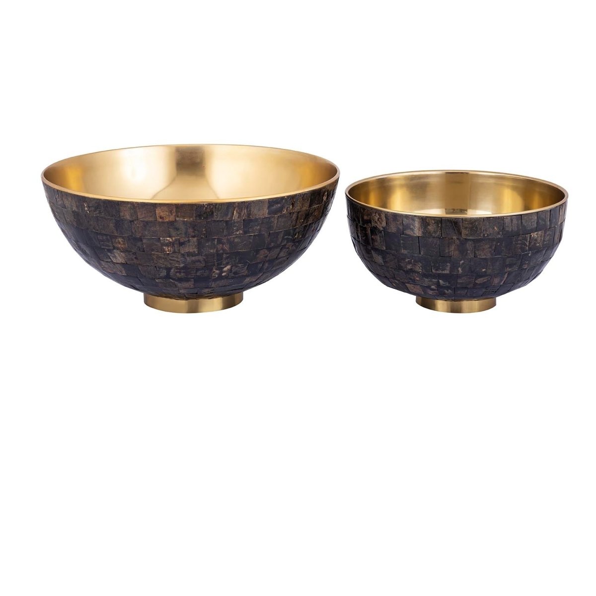 Schale - Loder Gold Horn shiny handbesetzt mit Büffelhorn (Set aus 2) - Esszett Luxury