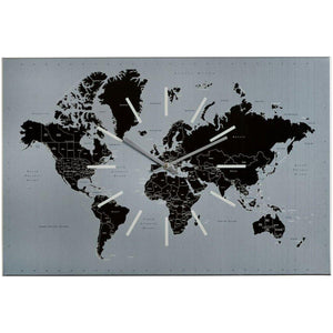 Wall Clock with World Map Design Metal Frame & Minimalist Dial – World | Sompex
